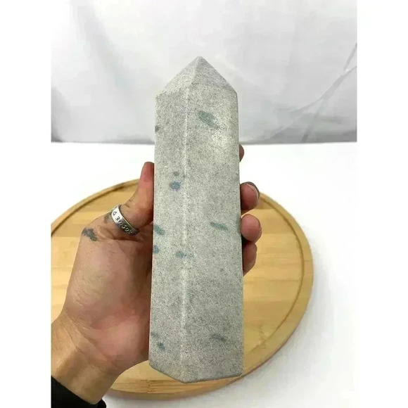 Blue Manganese Obelisk Point Tower 7 1/4" Natural Healing Quartz Crystal 843g - Picture 4 of 8